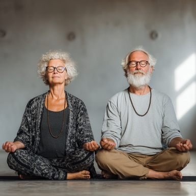 Щаслива група людей після заняття йогою